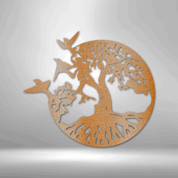 Take Flight Tree Steel Sign Laser Cut Powder Coated Home & Office Metal Wall Dec